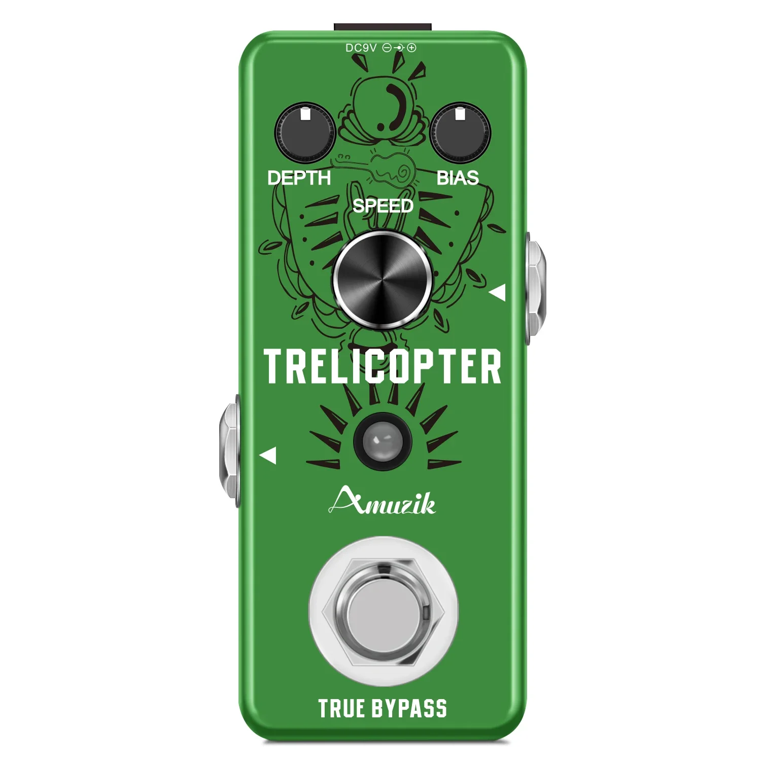 

Amuzik-Guitar Pedal Trelicopter Classic Tones Tremolo Effects, Smooth, Great Adjustability Compact Effector