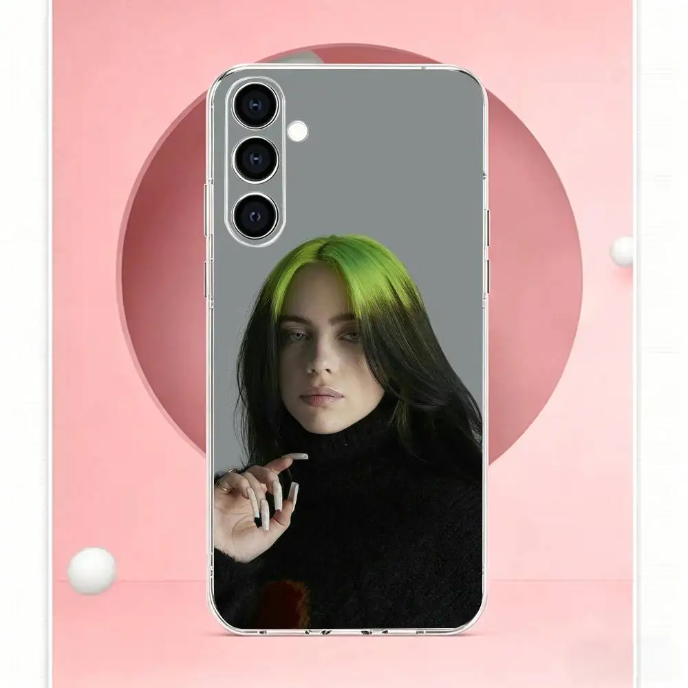 Representative pop singers B-illie Eilish  Phone Case For Samsung Transparent Soft Case A73,A72,A71,A70,A53,A52,A51 view 3