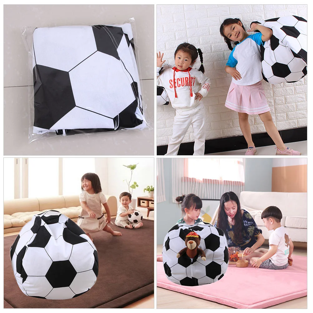 Stuffed Animals Zipper Beanbag Football Storage Soft Toy White Polyester Child Toys