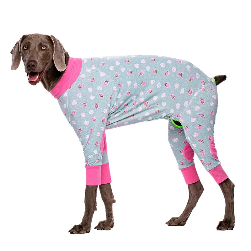 Cartoon Print Cotton Pajamas For Dogs Cute Dog Jersey Male Female Dog Clothes For Large Dog Big Dog Jumpsuits Rompers Sleepwear