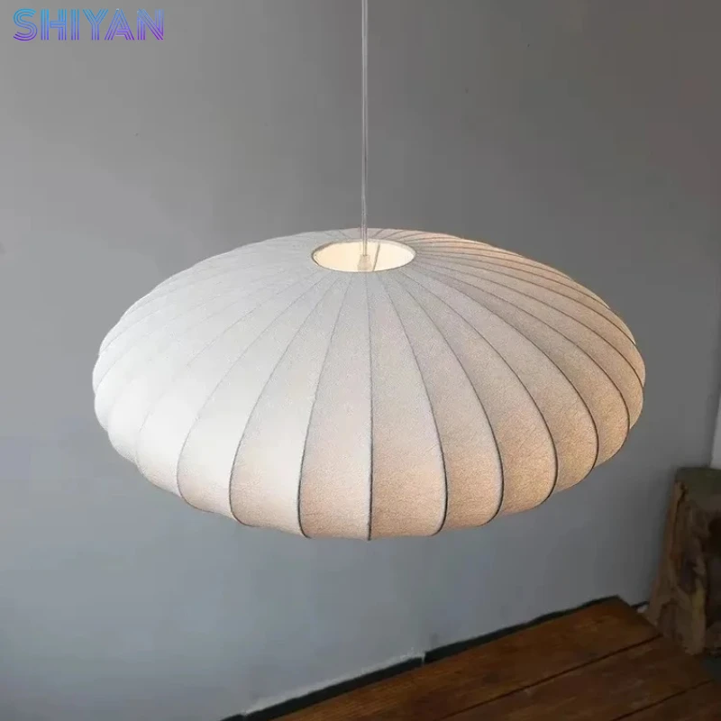 

Wabi‑Sabi Japanese Handmade Silk Pendant Lamp Rotating LED Droplight for Living Room Dining Room Bedroom Hotel Decor