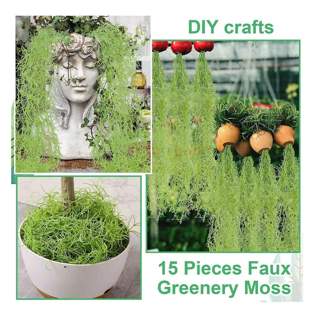 12 Pcs Spanish Moss 33'' Fake Hanging Succulents Faux Moss Artificial Plants Vines Hanging Plants Swamp