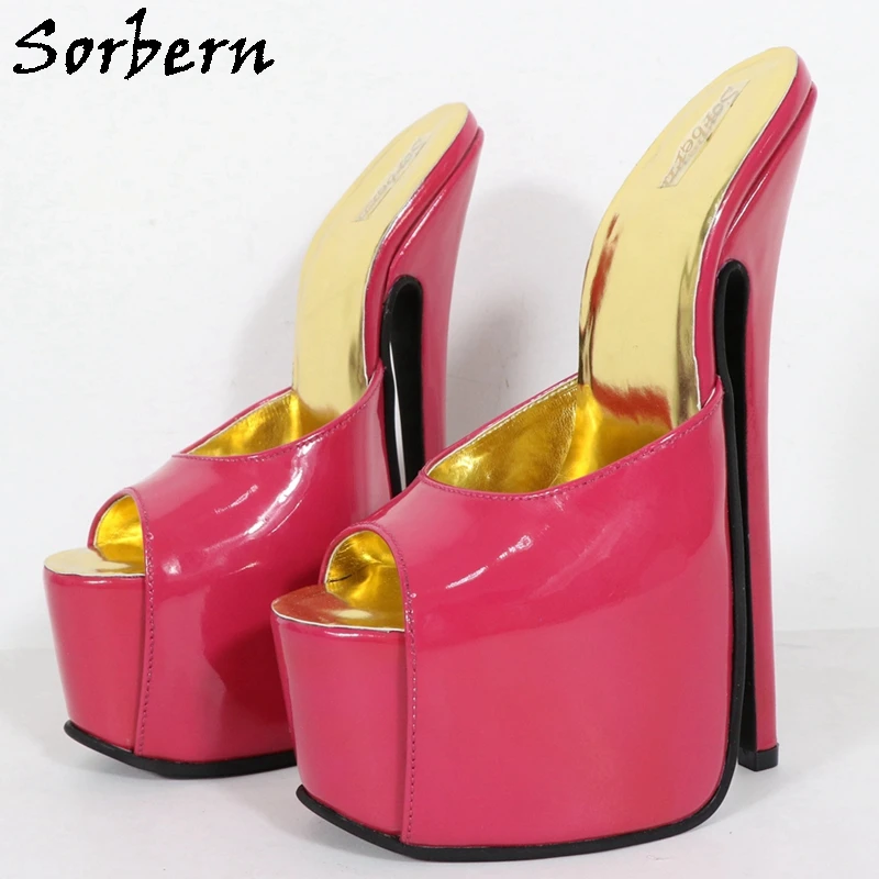 Sorbern 20Cm sandali in vera pelle donna tacchi alti estremi sandali con plateau a punta aperta fatti a mano sandali Slip On colori personalizzati