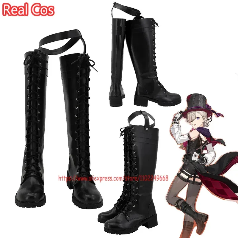 realcos-jeu-genshin-cos-impact-lyney-cosplay-costume-tenues-chaussures-bottes-halloween-accessoires-taille-europeenne-pour-hommes-femmes