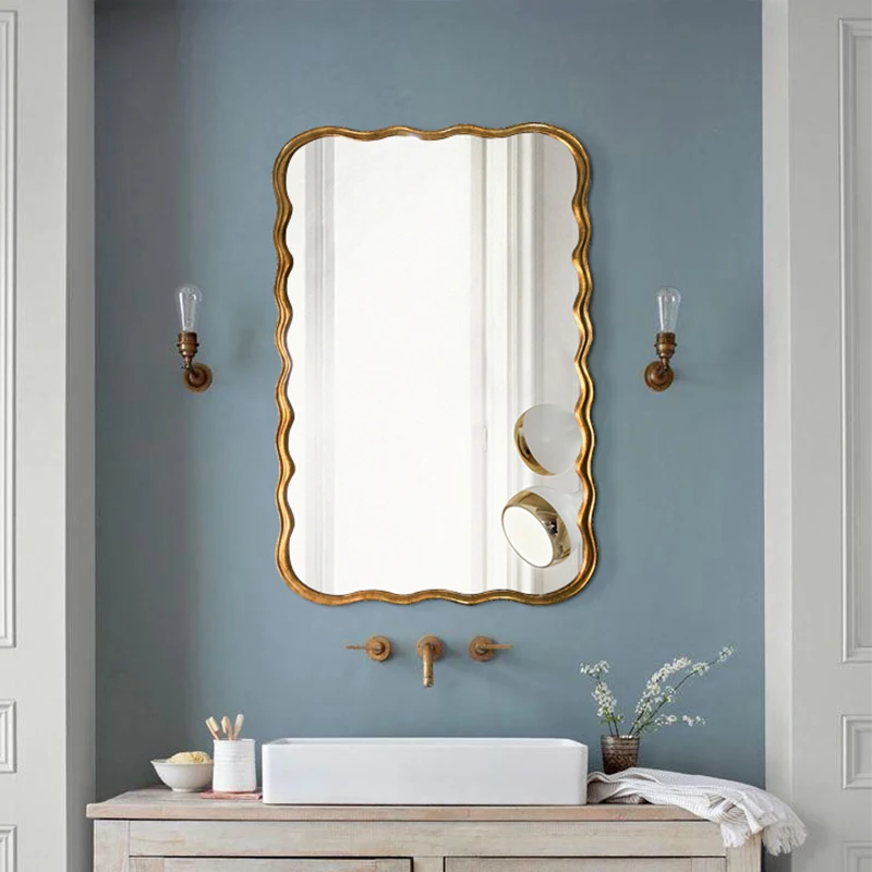 Wall Wavy Mirror Modern Art Vintage Vanity Star Mirror Sticker Nordic Aesthetic Luxury Funky Bathroom Espelhos Home Decorations