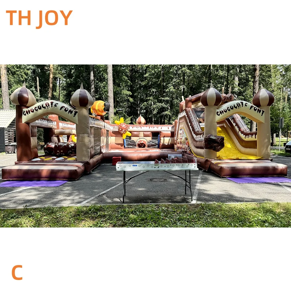 by ship to sea port, Commercial Inflatable Obstacle Course fun city, giant U shape Inflatable chocolate Theme Park playground