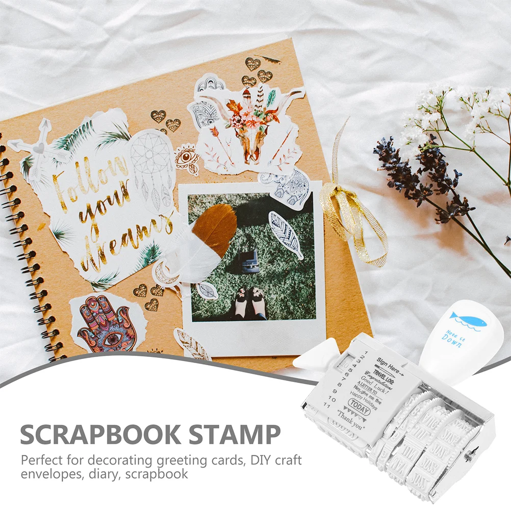 2 ชิ้นซีลกว้าง Roller Stamp Identity Number Scrapbooking วันที่ Journal DIY ลูกบิดบัญชีมือ