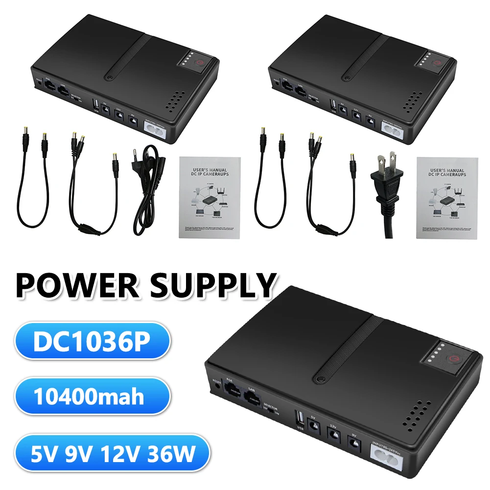 Fonte de Alimentação Portátil para Router Optical Cat Fonte de Alimentação de Emergência Bateria Backup Dc1036p dc Ups dc Ups Ups 5v 9v 12v 36w 10400mah