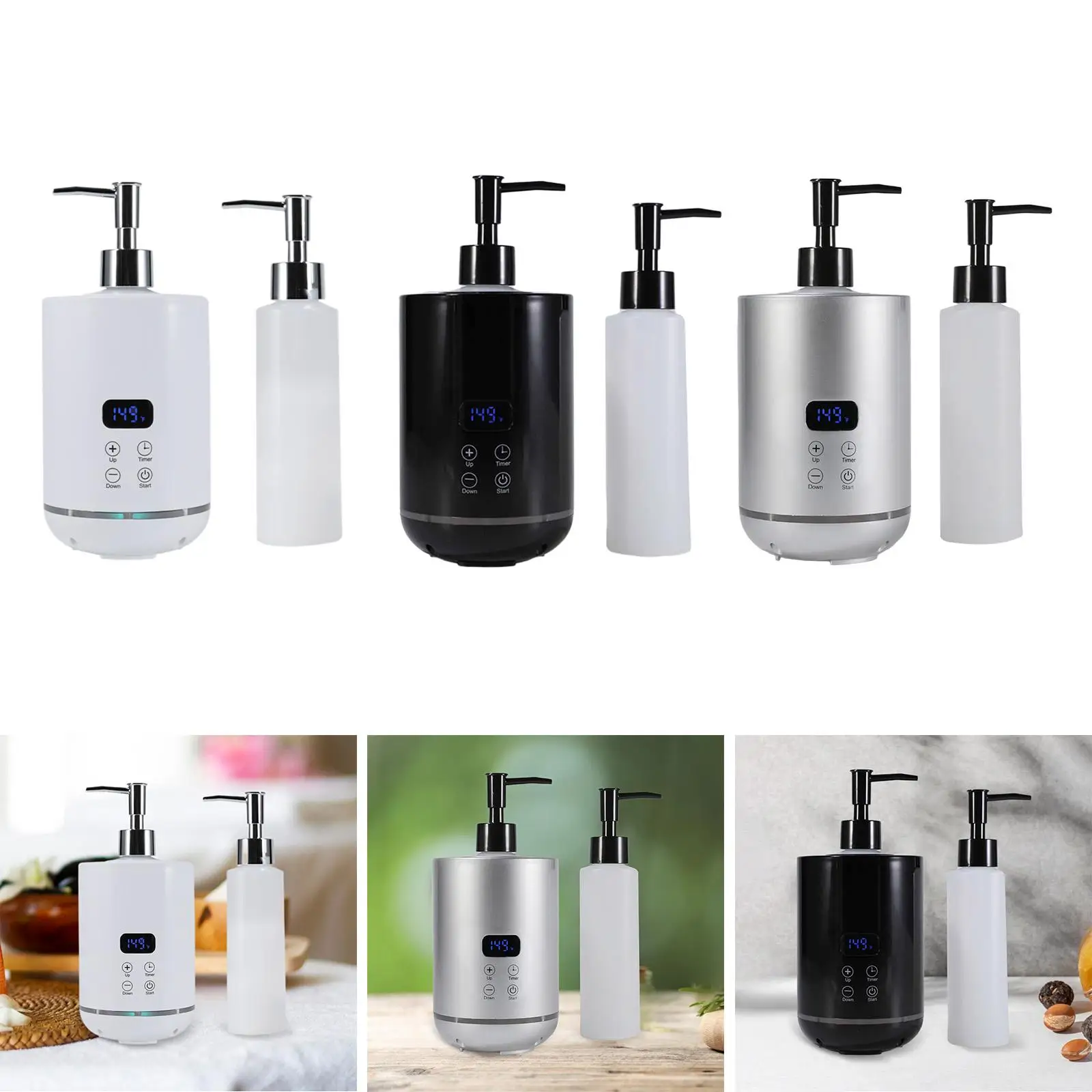 

Heated Massage Oil Warmer Bottle Touch Control Fast Heating Large Capacity ABS Dispenser for Body SPA Salon Relaxation