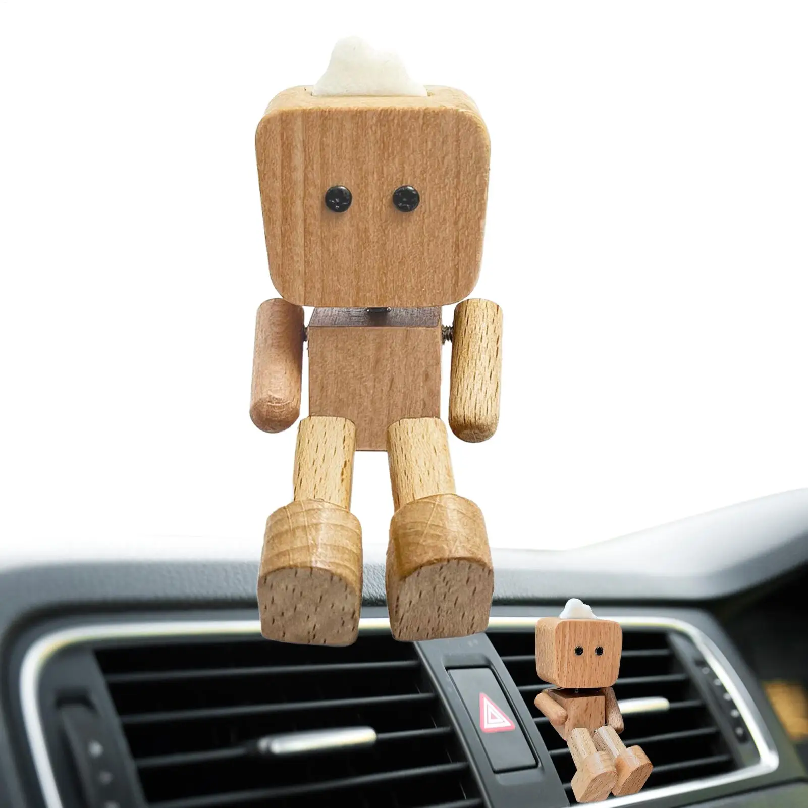 

Car Air Freshener Vent Clip Wooden Robot Air Outlet Freshener Clip Interior Scent Decorations For Car Road Trip Kitchen Home