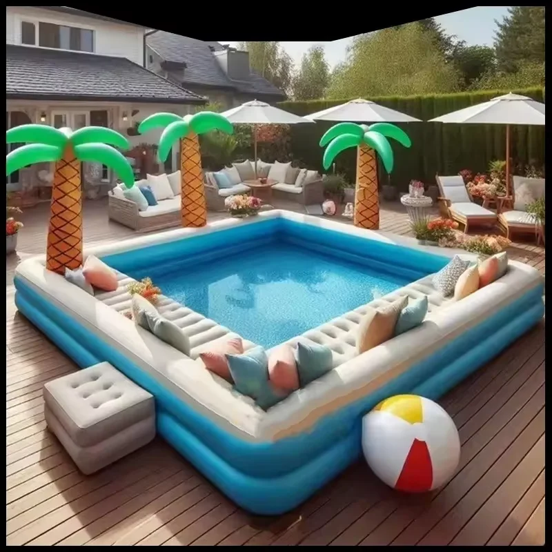 Easy Set Up Large Family Party Outdoor Inflatable Sofa Pool Two In One Sofa & Pool Luxury Lounge Chair Swimming Pool For Party