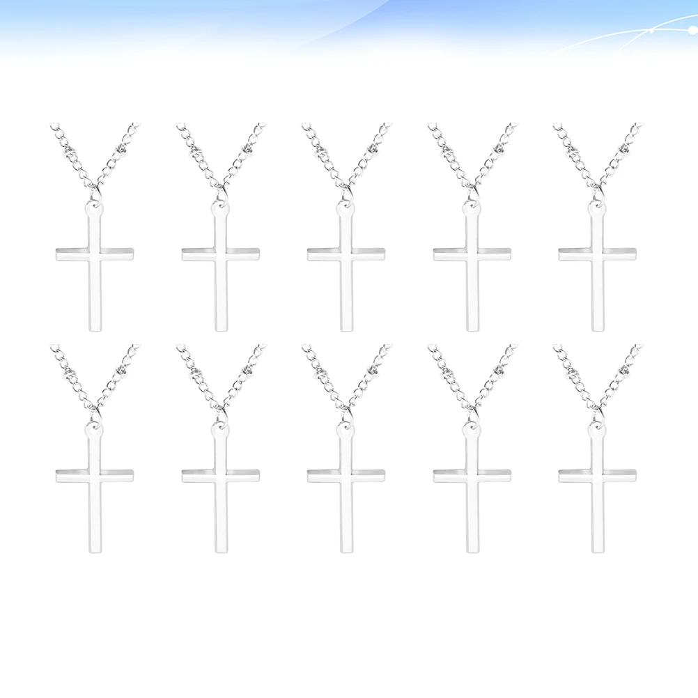 

10 Pcs Metal Classic Design Silver Pendant Vintage Jesus Cross Choker Women Men Couples Gifts Christian Faith