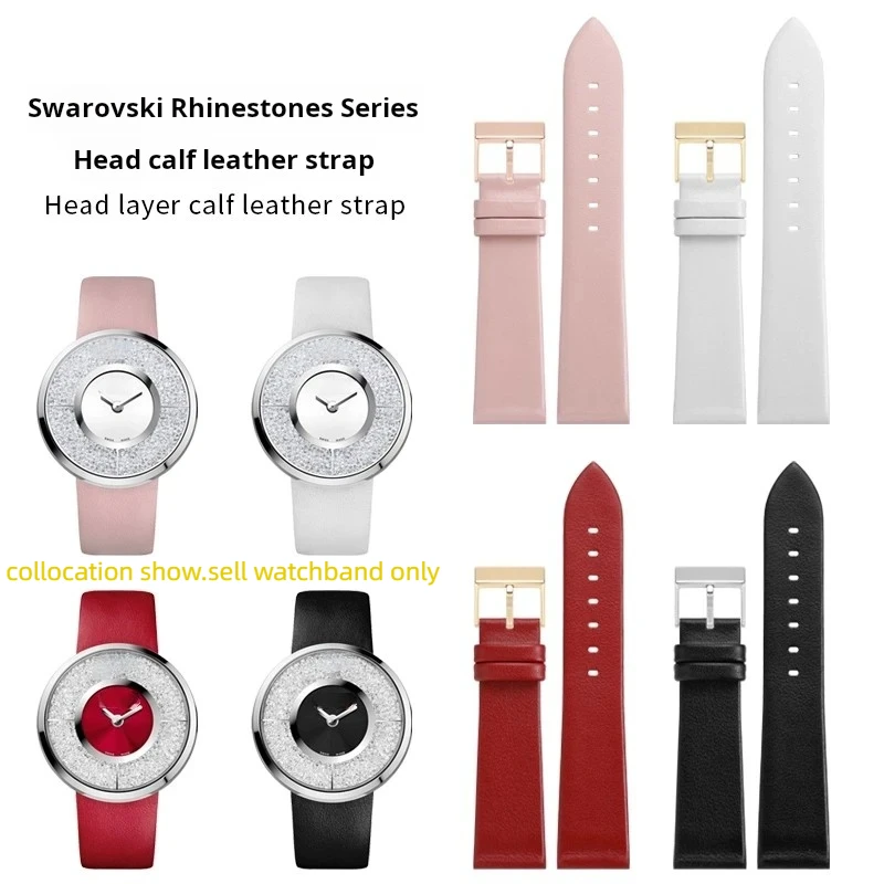 For Swarovski female 1135989 5045371 1184026 fashion soft Cowhide Watchband 21mm 22mm Red white pink Women Genuine Leather strap