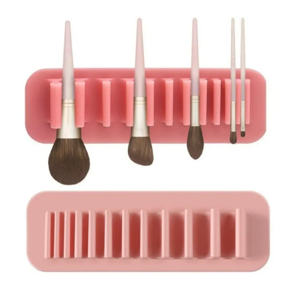 Soft Silicone Brush Drying Rack Wall Mounted Suction Cup Makeup Brush Cleaner Solid Color Makeup Brush Holder for Beauty Station