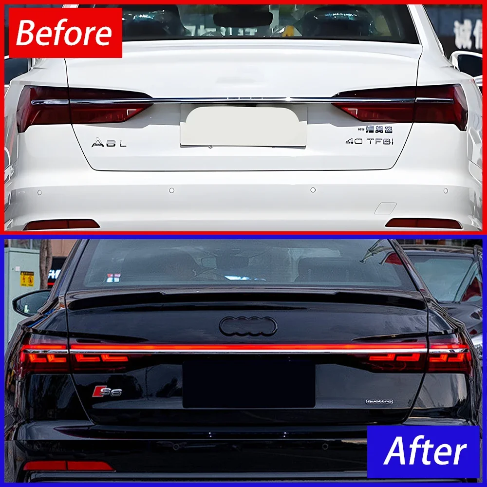 

Обновленные задние фонари для Audi A6 A6L C8 2019-2022, светодиодные динамические сквозные задние фонари, установка Plug and Play, автомобильные аксессуары