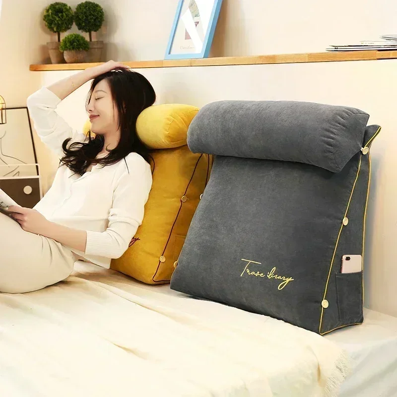 45x45x20cm Cotton Triangle Pillow Case Sofa Bed Backrest Cushion Cover Back Lumbar Waist Ergonomic Pillows with Have Filler - Image 4