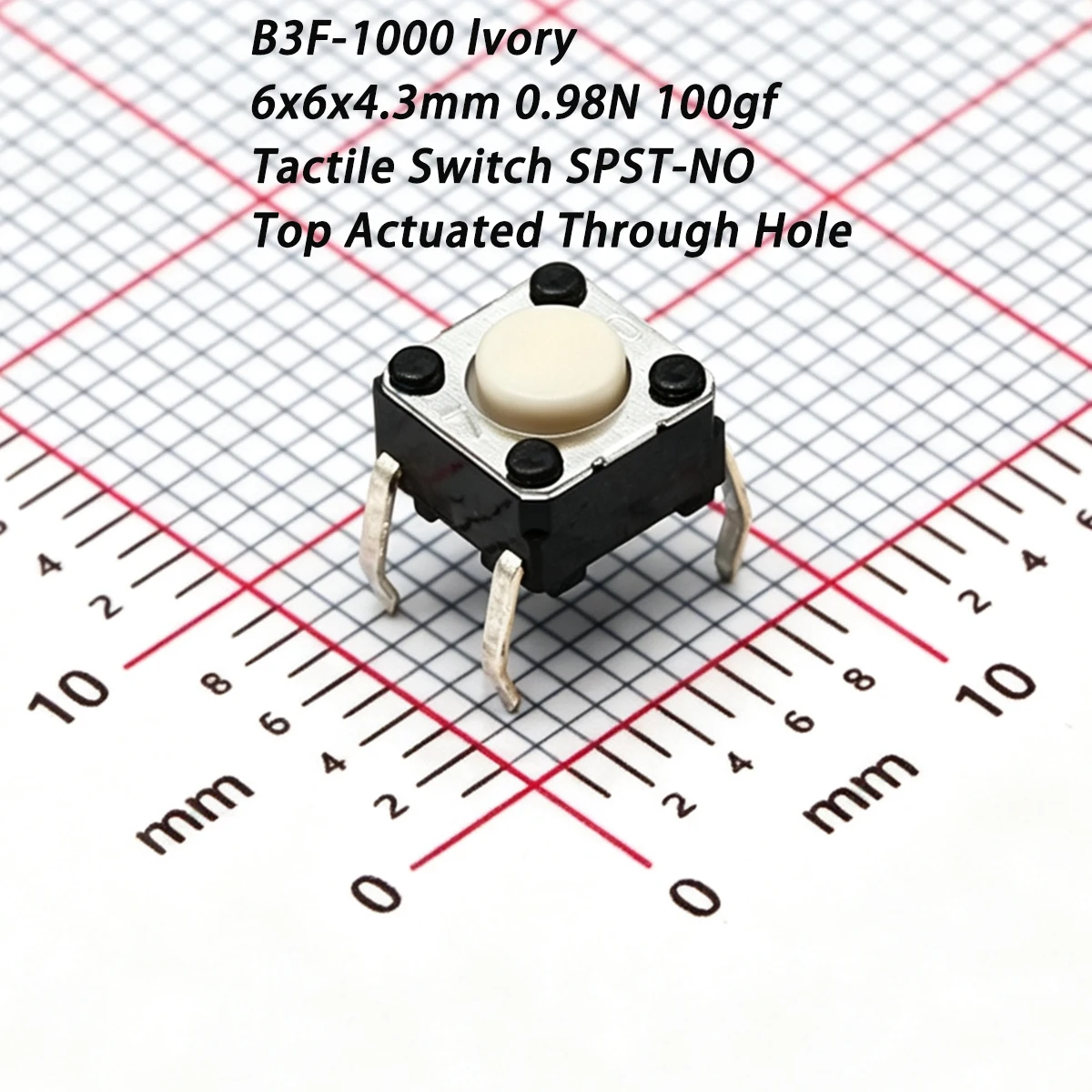 20PCS B3F-1000 lvory 6x6x4.3mm 0.98N 100gf PC 4pin white SPST-NO 6*6*4.3mm NEW Original Genuine Round Button Tactile Switch B3F