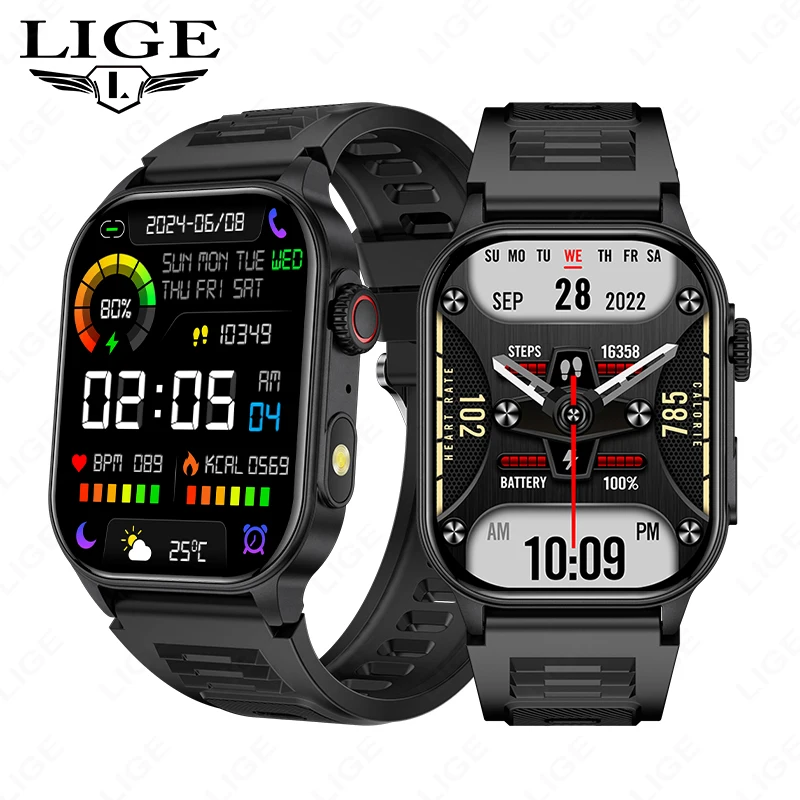 

New Smart Watch LED Flashlight Sport Smartwatches 2.01" Screen Health Monitor Bluetooth Call Waterproof Smartwatch for Men Women