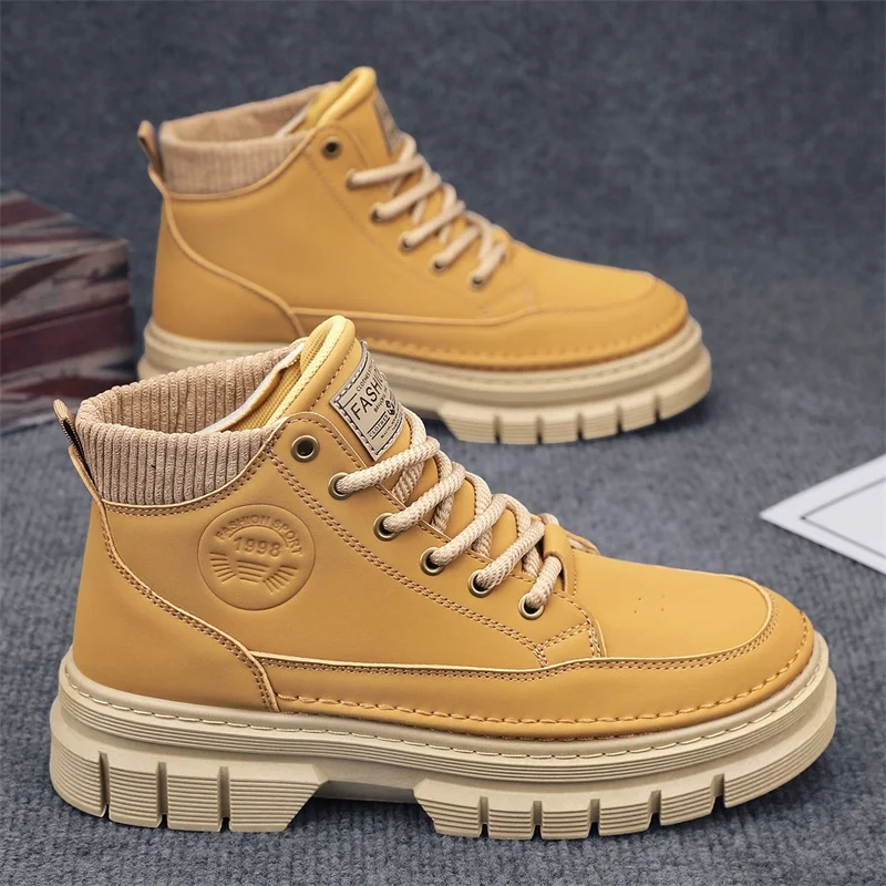 أحذية رجالية للفصول الأربعة، نعل ناعم جديد غير قابل للانزلاق، أحذية غير رسمية عالية الجودة، أحذية عمل رياضية عصرية للشباب في الهواء الطلق ونعل سميك