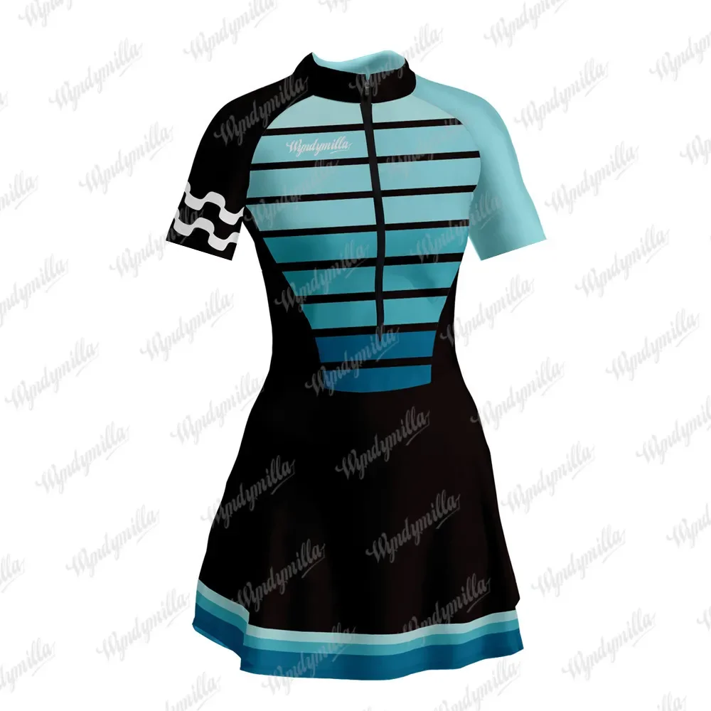 Triathlon Bodysuit Women Short Sleeve Bike Monkeys Dress Macaquinho Feminino Saia Lycra Fabric Bike Little Suit