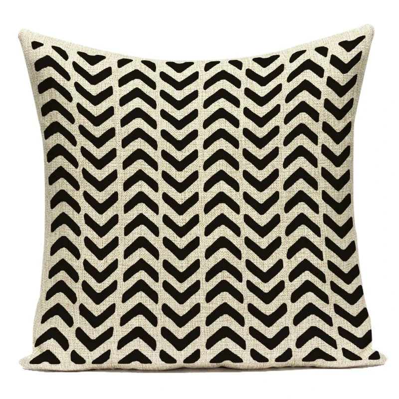 Black White Geometry Pillowcase Decorative Cushion Cover Home Decor Sofa Car Chair Triangles Stripes Arrows Print Pillow Case