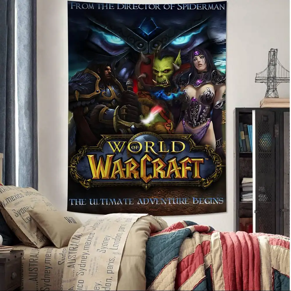Online games W-WarcraftS vintage Printed Large Wall Tapestry Indian Buddha Wall Decoration Witchcraft Bohemian Hippie Wall Decor