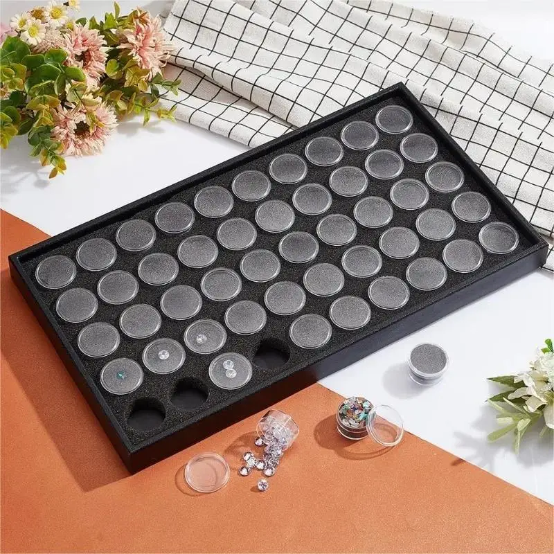 Clear Nail Art Powder Rhinestones Tools Beads Display Storage Case Organizer Box 50 Grids DIY Diamond Jewelry Storage Box Grids