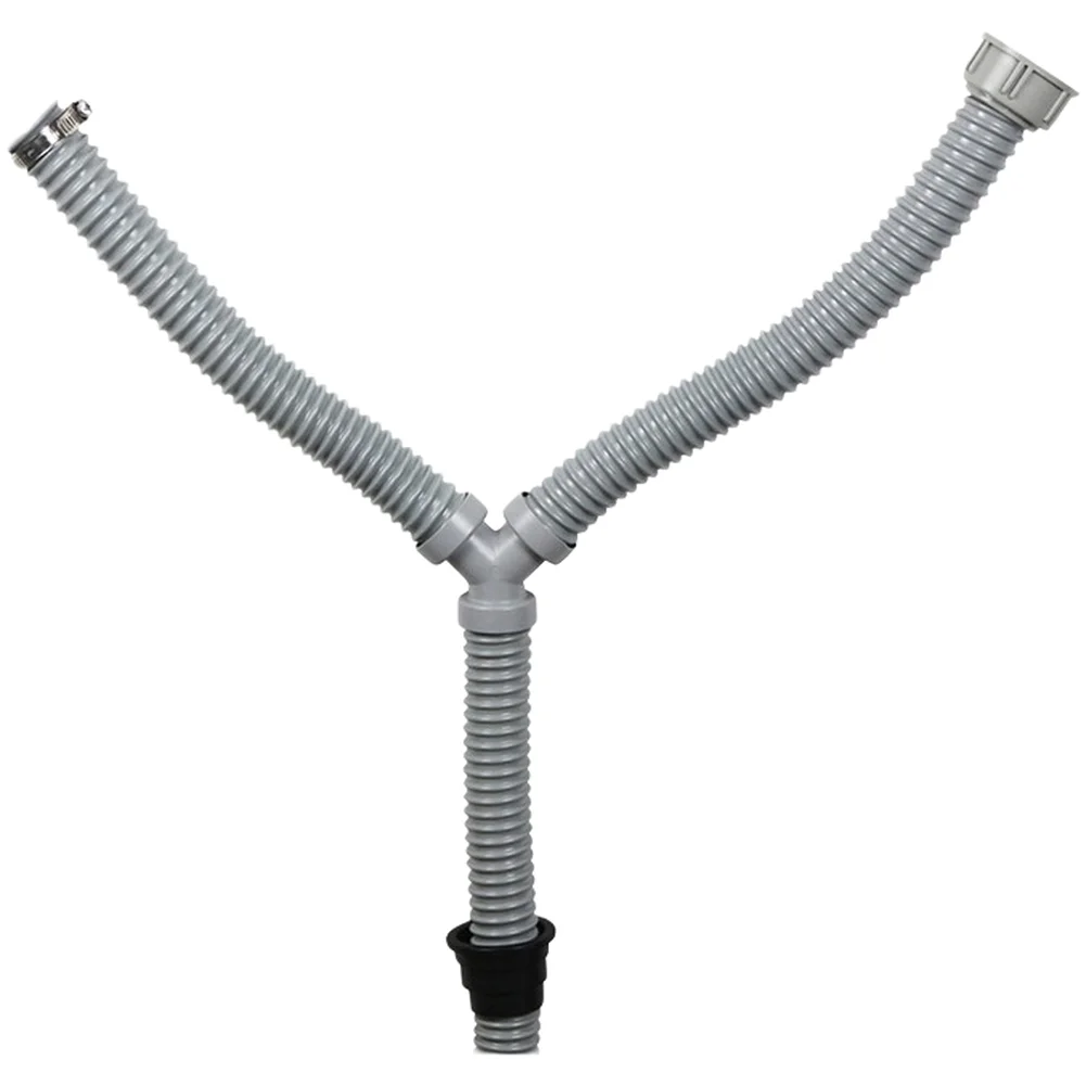 Steel Wire Supported Drain Hose Paired with Three-Way PVC Tee for Efficient Drainage Routing and 50mm Pipe Barrier Function