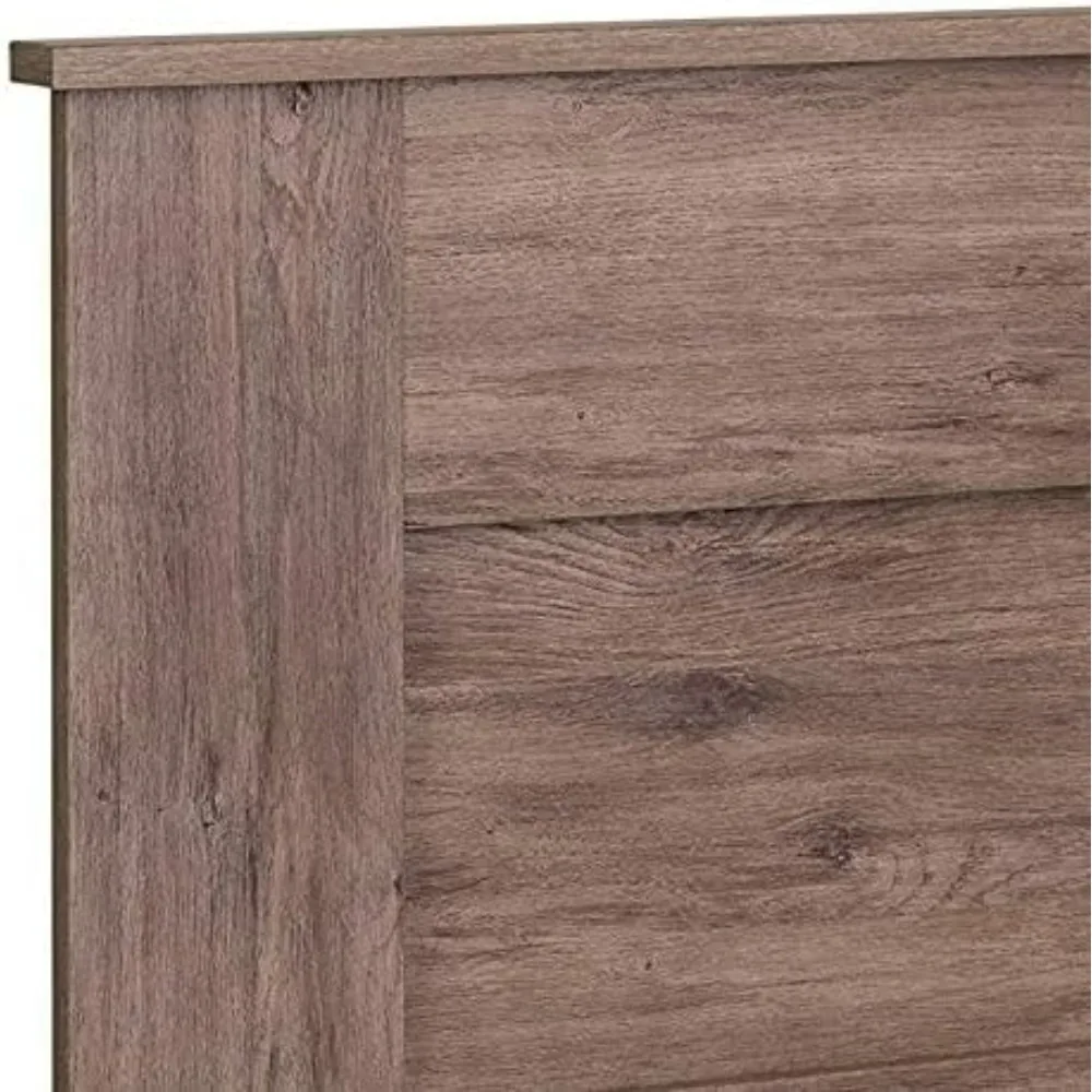 Headboard tempat tidur queen panel datar yang elegan, desain kayu minimalis, kedalaman 2,25 inci x lebar 64,5 inci x tinggi 48 inci, warna abu-abu driftwood