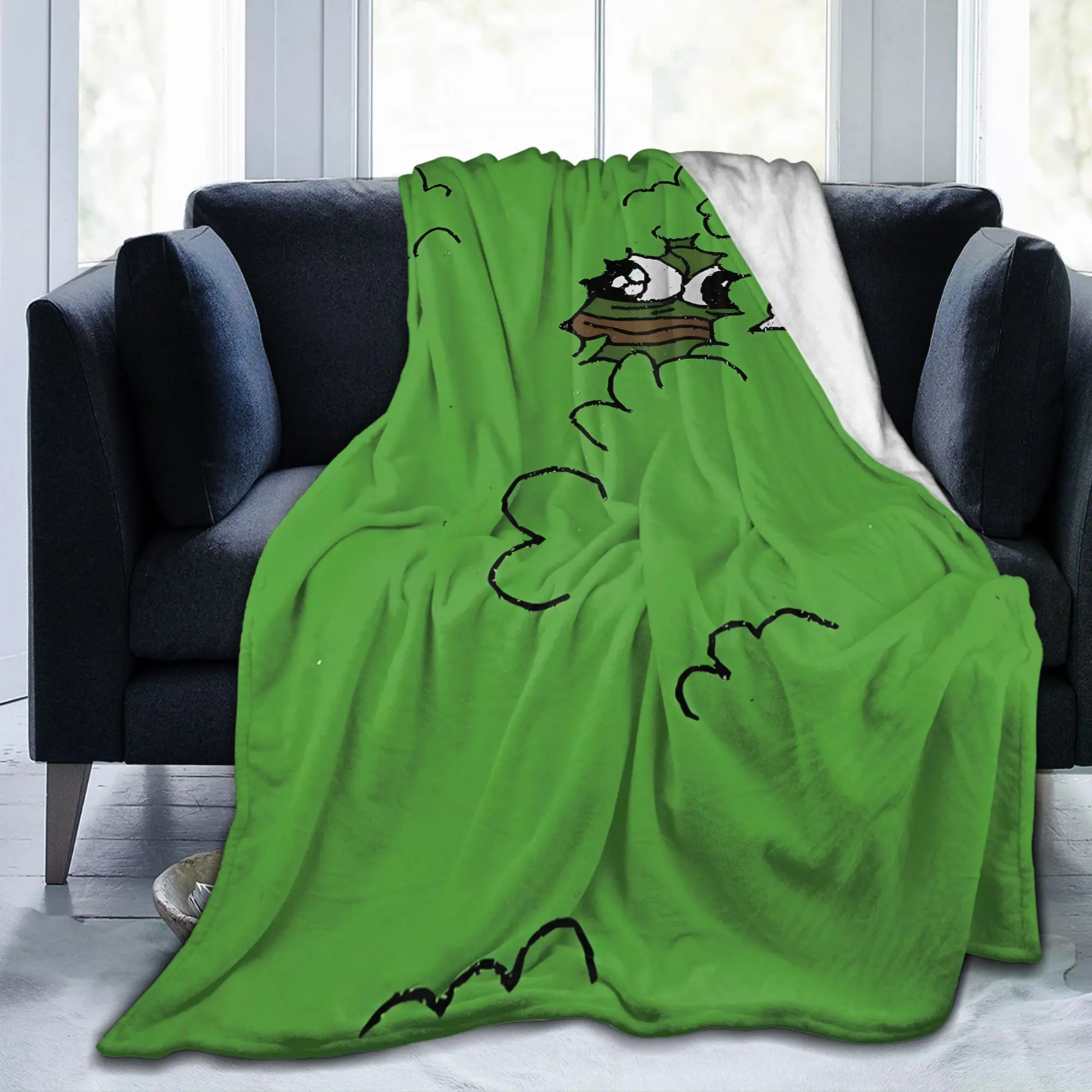 Pepe Meme Buried Grass Scene Flannel Blanket  Warm Throw Blanket for Bedroom Camping Novelty Bedspread Sofa Bed Cover