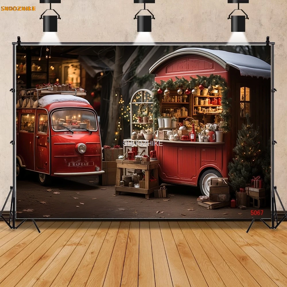 

SHUOZHIKE Christmas Day Fireplace Photography Backdrops New Year Candy Chimneys Store Ball Window Studio Background WW-64