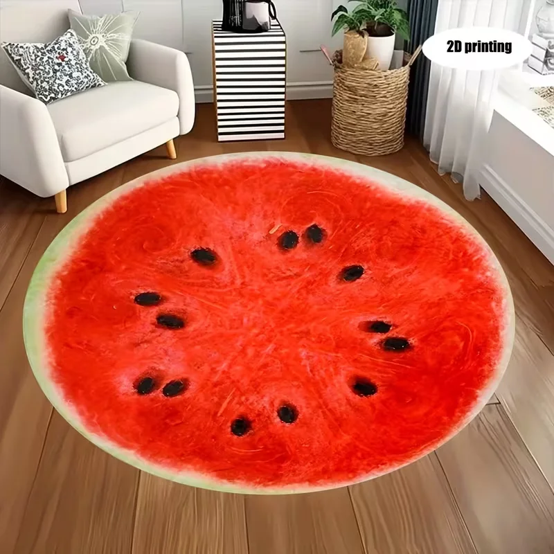 Realistic Orange Slice Round Rug Fresh Citrus Fruit Print Circular Mat Non Slip Kitchen Carpet Dining Room Kitchen Home Decor