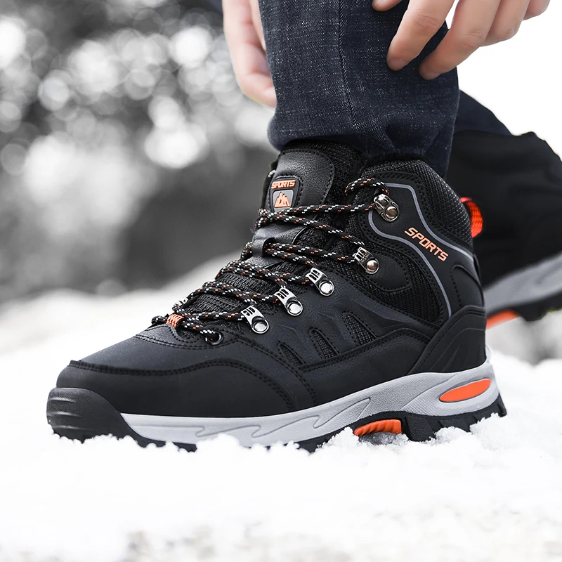 Super Warm Winter Hiking Boots With Fur Waterproof Outdoor Shoes Man Sneakers Antiskid Trekking Shoes Waterproof Unisex 36-47