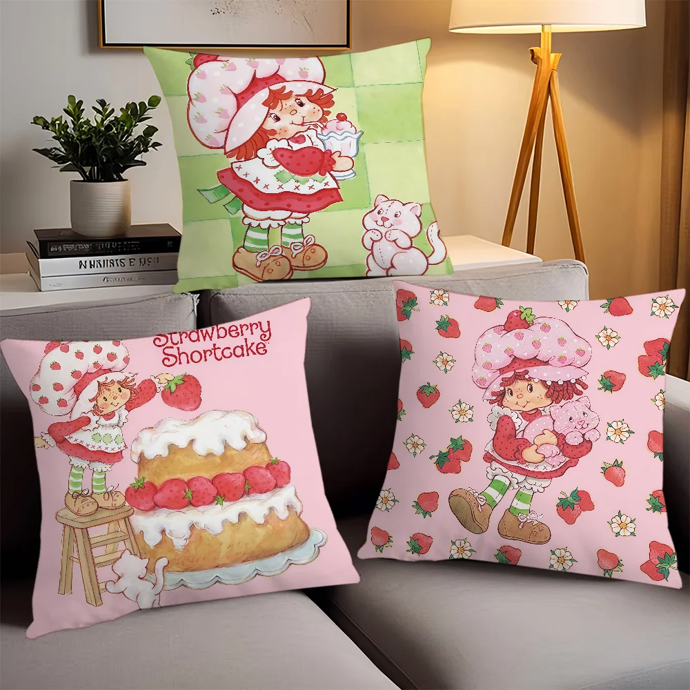 Cartoon S-Strawberry S-ShortcakeS Pillow Case Office Cushions Suitable For Sofa Car Bedroom Decorative Cushion Cover