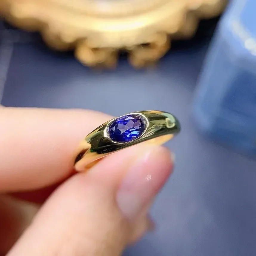 

New Design Sapphire Ring for Daily Wear 4mm*5mm 0.5ct Natural Sapphire Silver Ring Gift for Woman