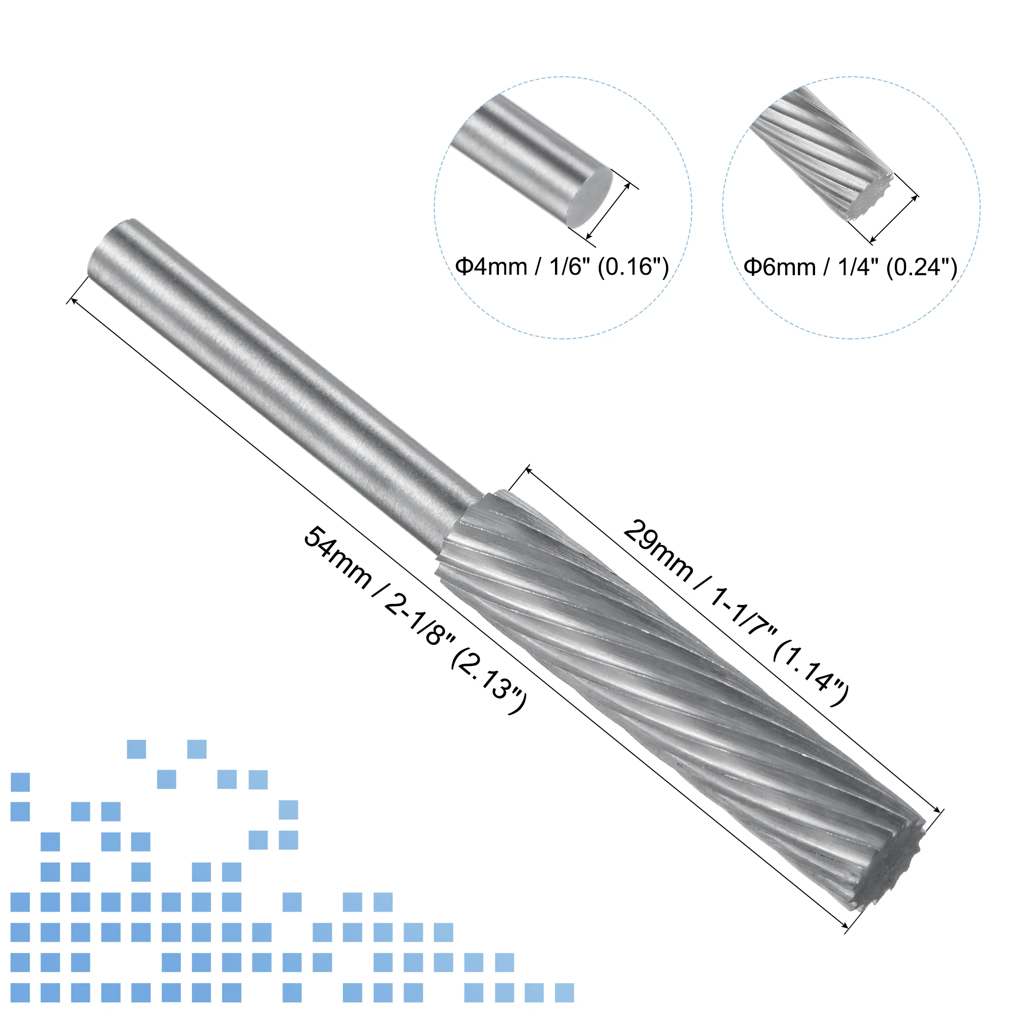 Uxcell 4mm Shank 6mm Cutting Dia Single Cut Cylinder Tungsten Carbide Rotary Files for Wood Soft Metal Polishing Carving