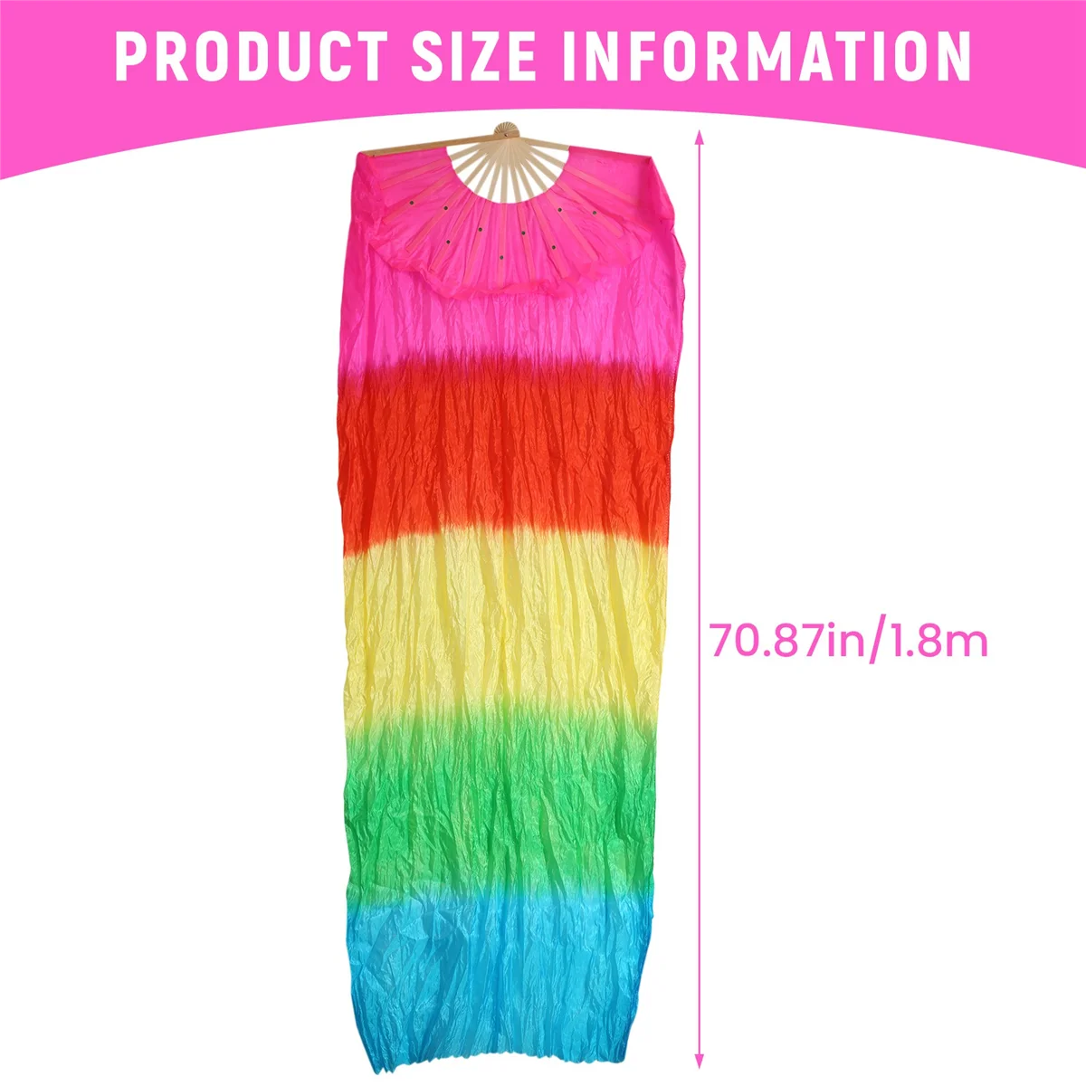 A40T 手作りカラフルなベリーダンスダンスシルク竹ロングファンベールフォークダンス 1.8 メートル
