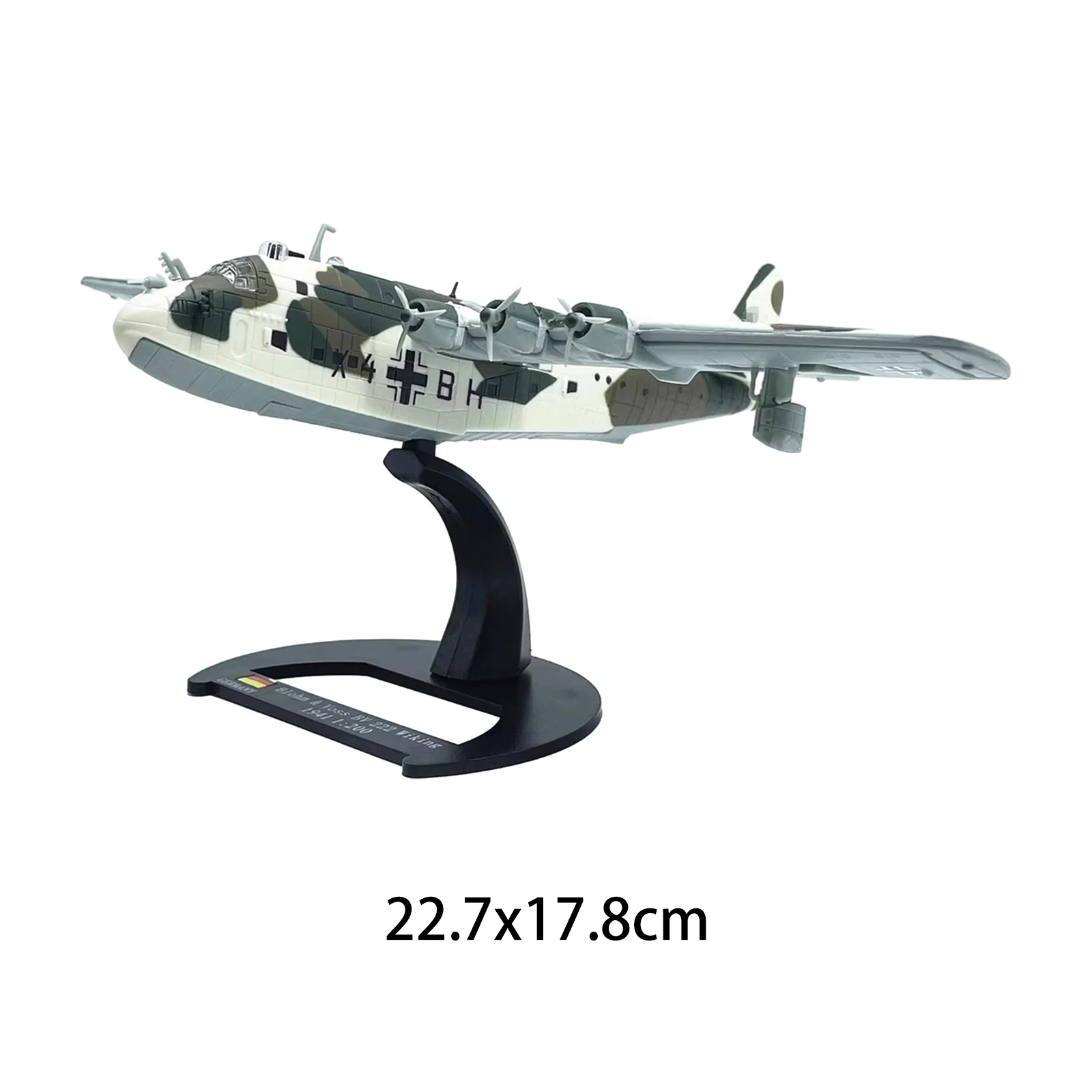 1/200 German 222 Seaplane Plane Model Kids Toys Alloy Fighter Airplane with Stand for Shelf Livingroom Desktop Decoration