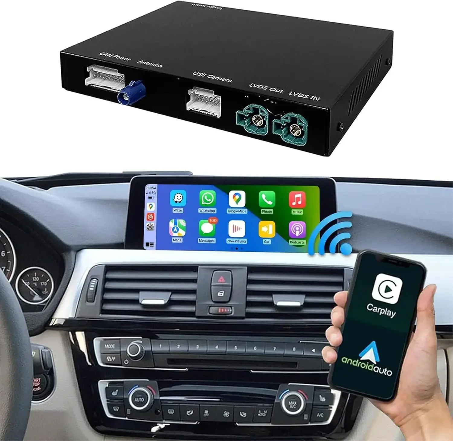 Wireless Carplay Android Auto for BMW NBT System 3 4 5 6 7 Series X1 X3 X4 X5 X6 2012-2016, Support Mirrorlink, GPS/Nav