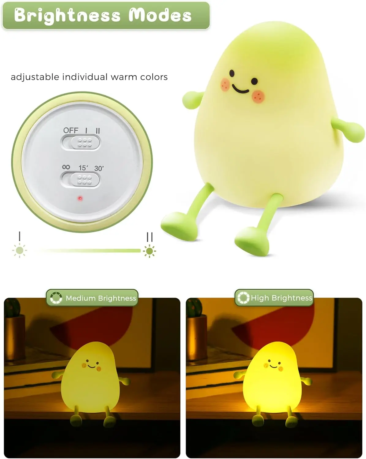 لطيف ضوء الليل الاطفال المانجو النوم مصباح دافئ الأبيض ديكور غرفة نوم سيليكون ضوء الليل الطفل الحضانة أضواء عيد ميلاد هدية الكريسماس #4