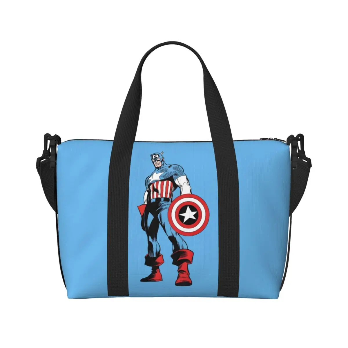 

Изготовленная на заказ сумка-тоут Капитан Америка, женская большая вместительная сумка супергероя, пляжная спортивная сумка на плечо, дорожная сумка