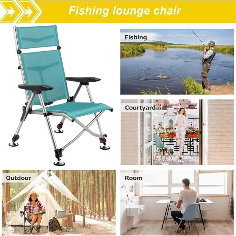 Fishing Lounge Chair Outdoor Reclining Comfortable And Breathable Lightweight Sun Chairs In Aluminum Alloy Material For Camping