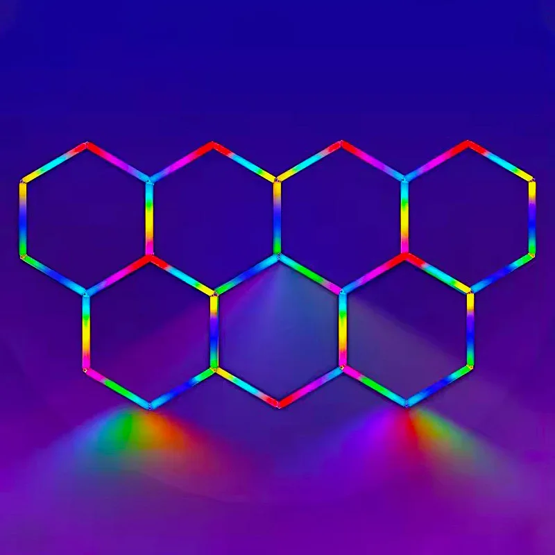 

Modern Home Decoration Rgb Hexagonal Light Led 7 Grid Dc24v 56w Dimmable Rgb Honeycomb Garage Lamp