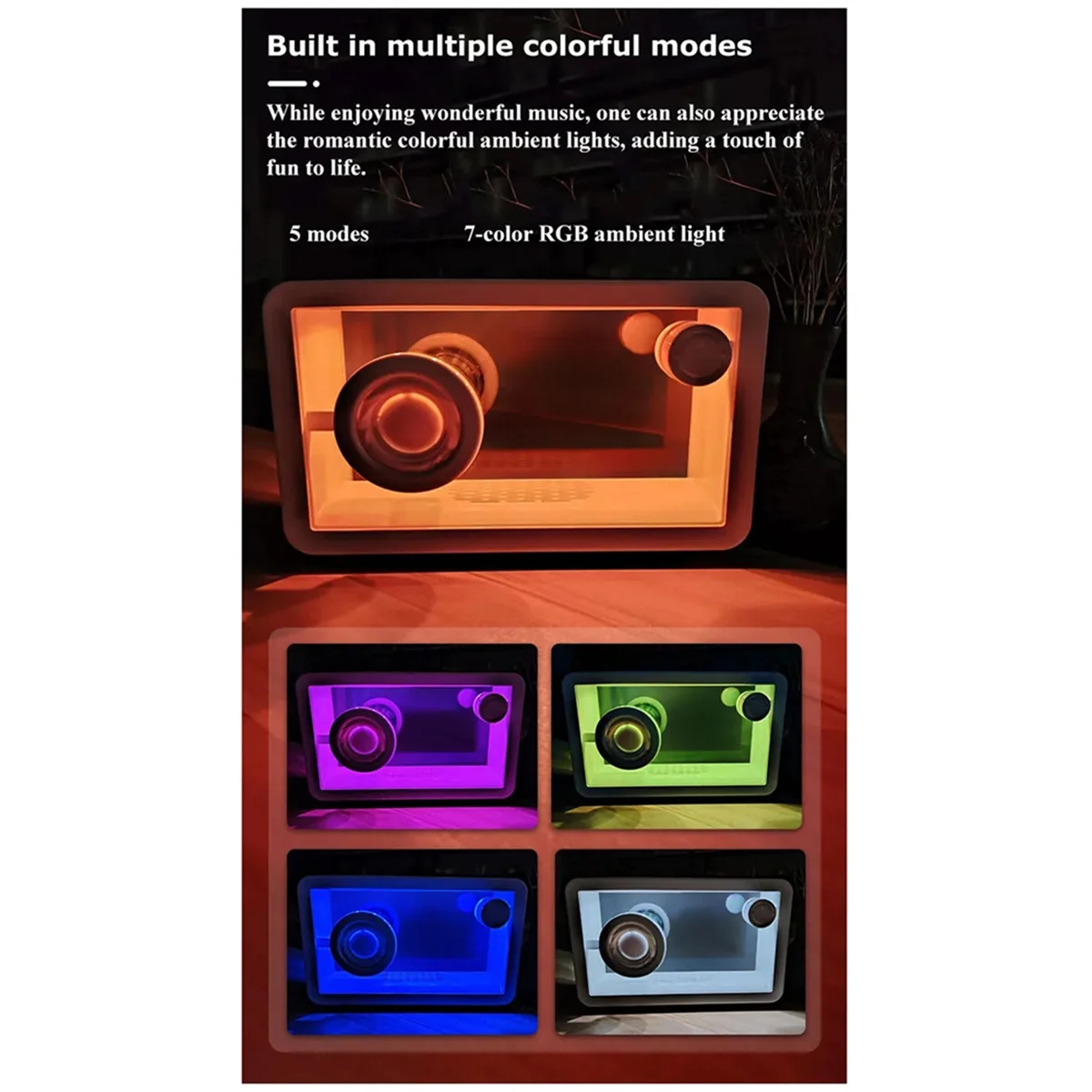 Nuovo altoparlante Bluetooth retrò portatile in vetro trasparente altoparlante Audio hi-fi Bar colorato lettore musicale a luce ambientale bianco