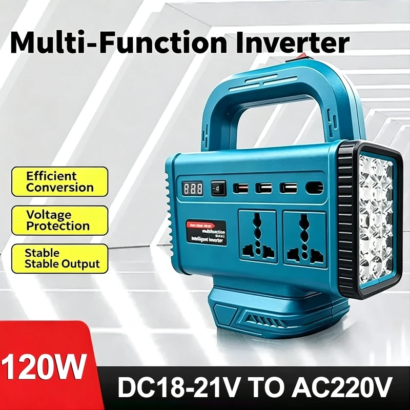 Modified Sine Wave Inverter Handle Portable Converts to 220V AC Voltage Multi-Function Light Emergency Power Station For Makita