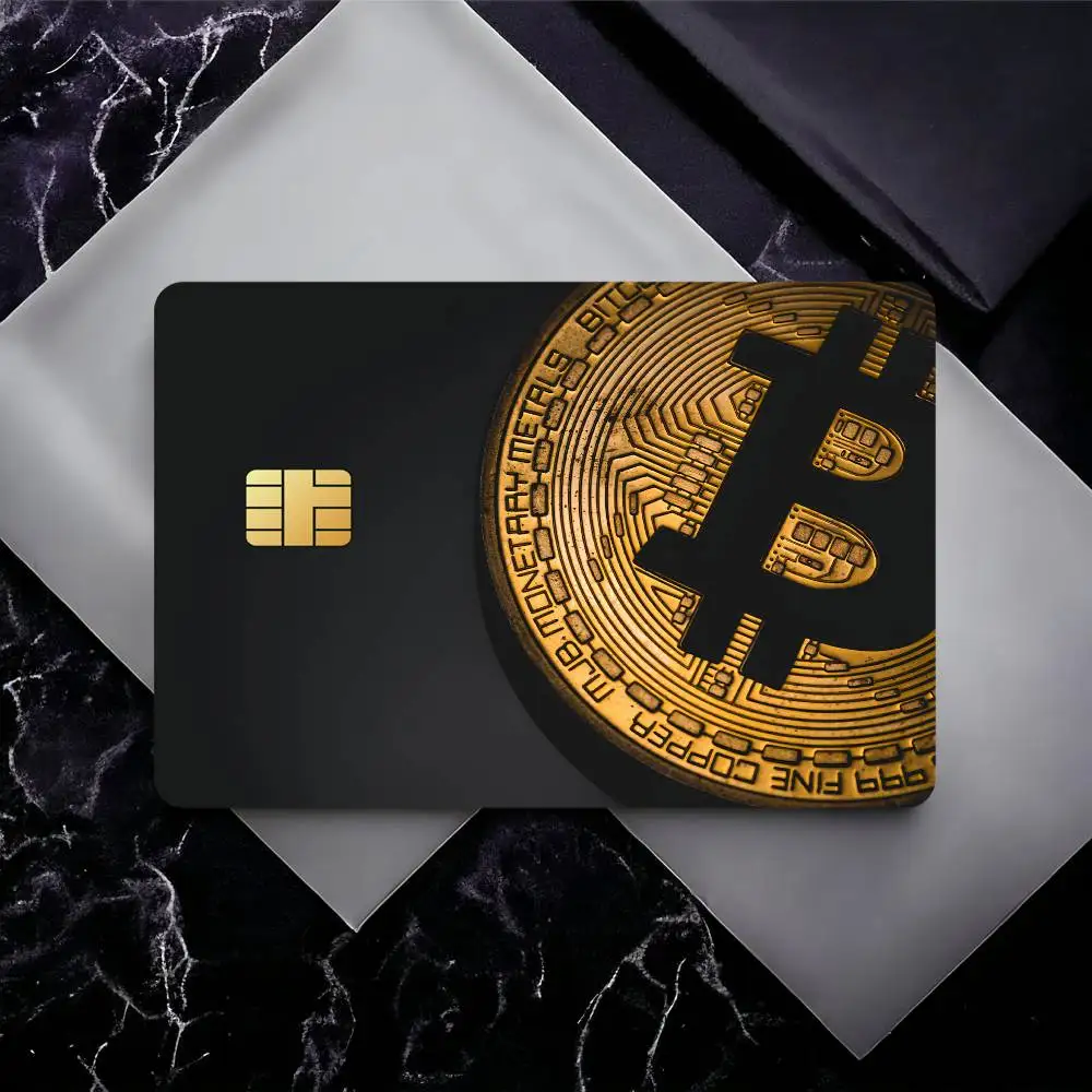 Money Dollar Bitcoin Poster Waterproof Film skin Cover 4PCS Credit Card stickers Debit Front Decoration Bank Subway Pass