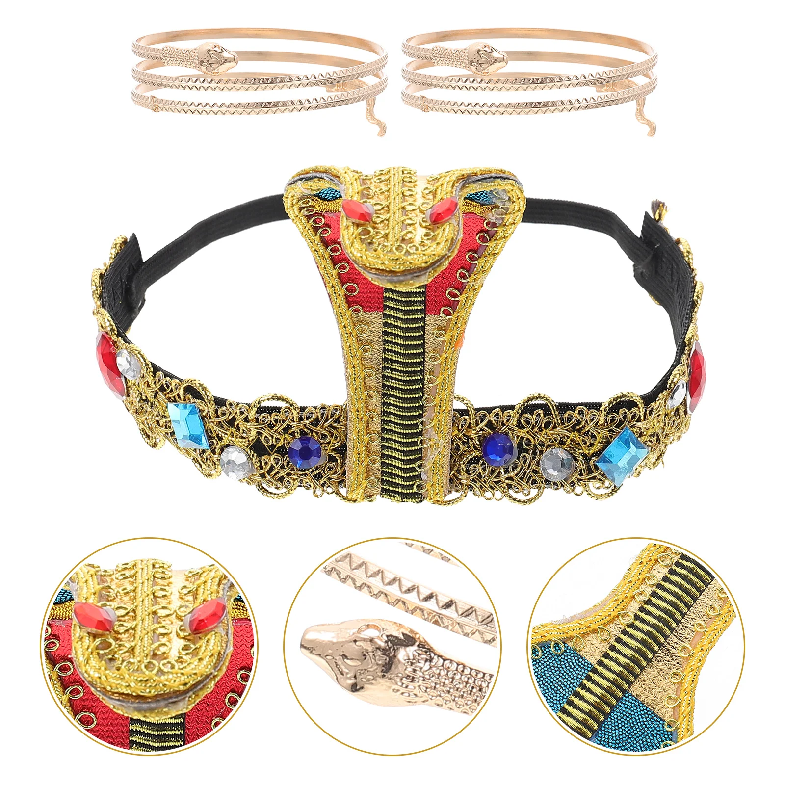 

Snake Shaped Headband Bracelet Set Comfortable Egyptian Costume Accessories Halloween Hair Band Party Hoops Cosplay Prop