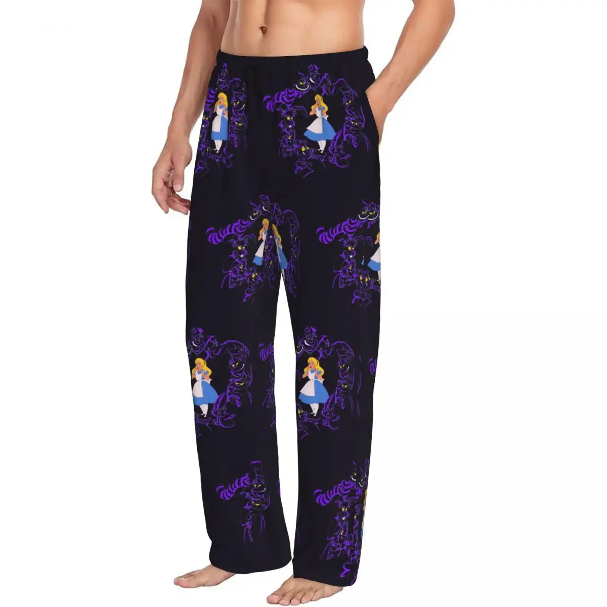 Custom Printed Alice In Wonderland Pajama Pants Men's Sleep Sleepwear Bottoms with Pockets