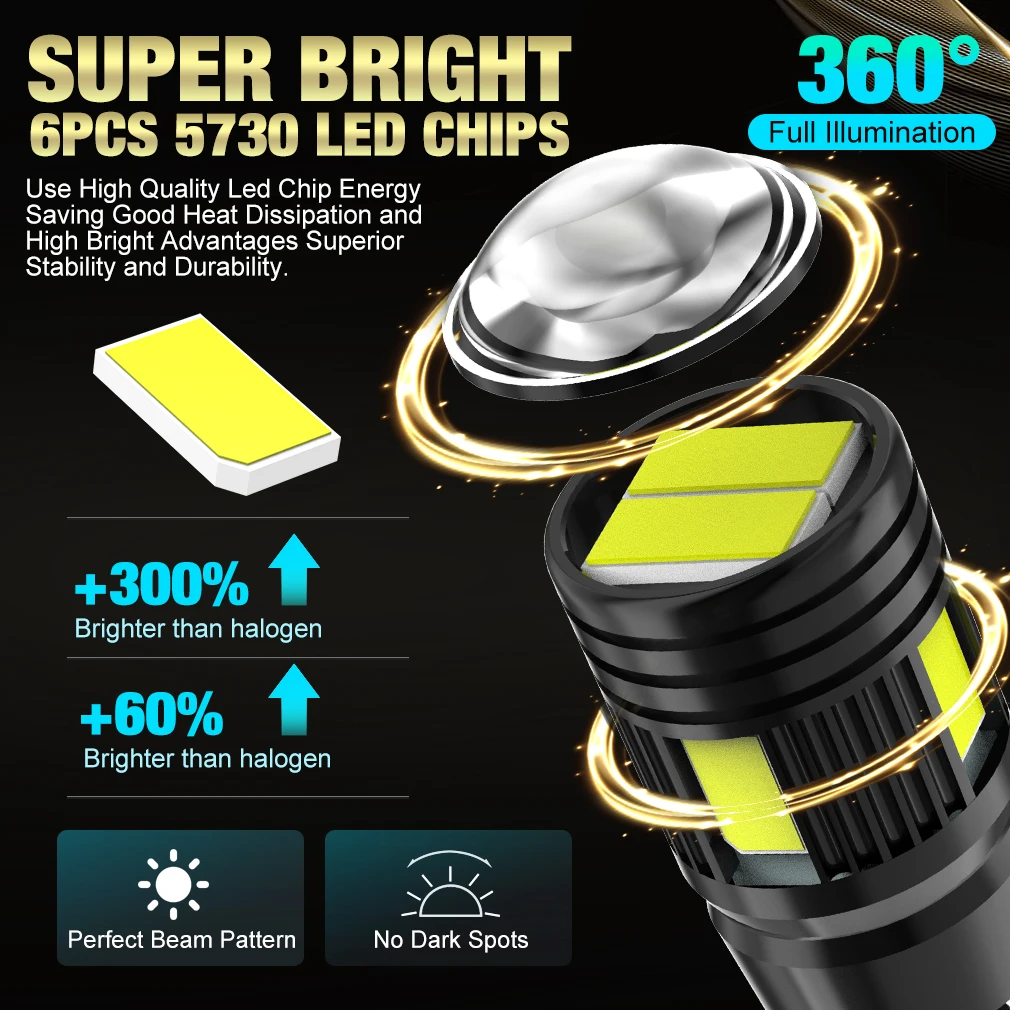 T10 W5W LED Canbus No Error 194 168 Bulb 5W5 5W 12V 1200LM Super Bright Car Interior Side Light License Plate Lamp Auto