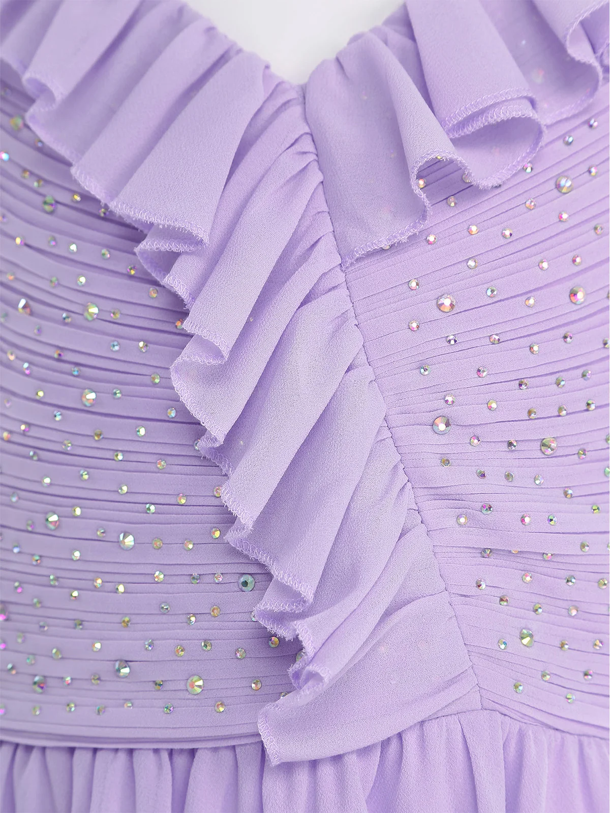 Girls Elegant Chiffon Party Dress Sleeveless Ruffle Collar Floor-length Maxi Dress for Wedding Pageant Birthday Evening